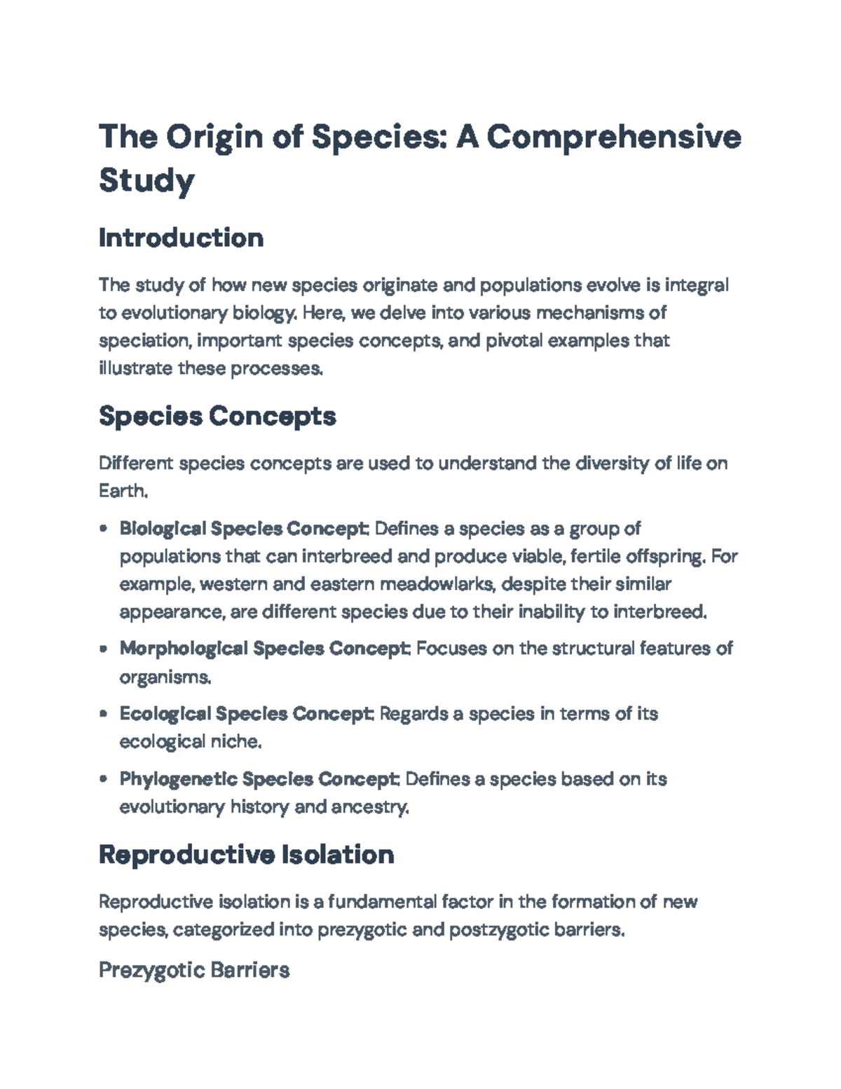 The Origin of Species: Mechanisms and Concepts of Speciation Study ...
