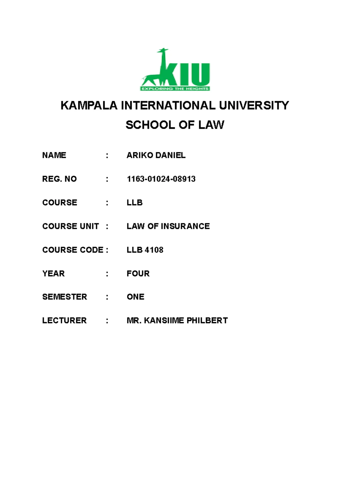 Formation of an Insurance Contract: Key Elements and Formalities - Studocu