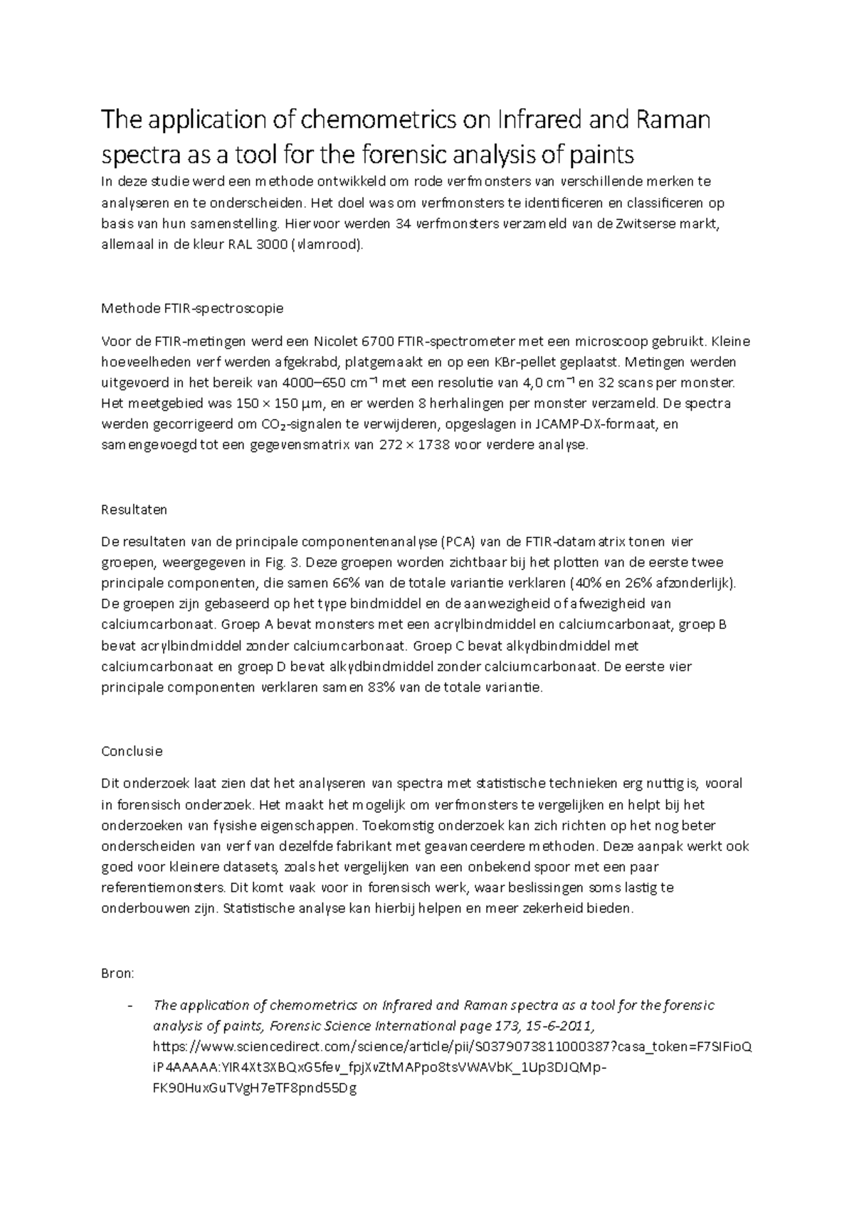 Chemometrics in Forensic Paint Analysis: Infrared & Raman Spectra ...