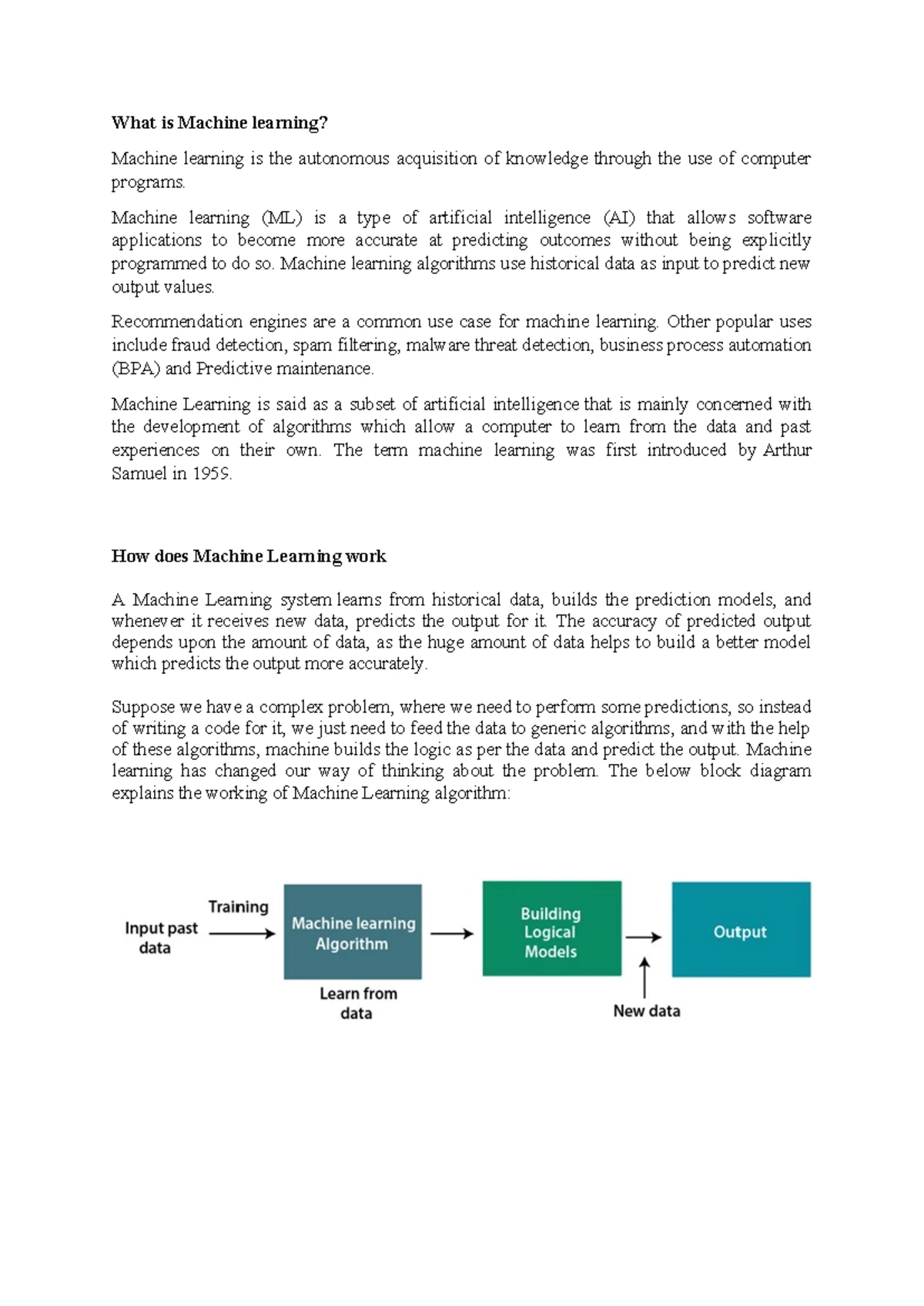 ML 101: Understanding Machine Learning Concepts and Applications - Studocu