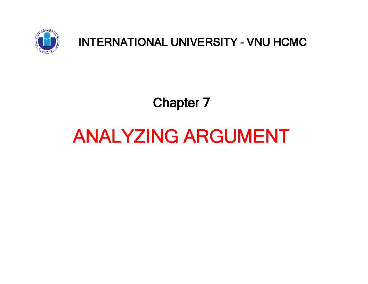 Ch7: Analyzing Arguments & Critical Thinking Techniques - Studocu