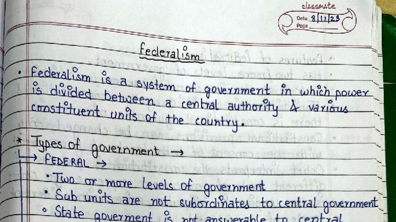 Federalism - Best notes - Social Science Class 10 - 6 ,. -1L~' '. - I ...