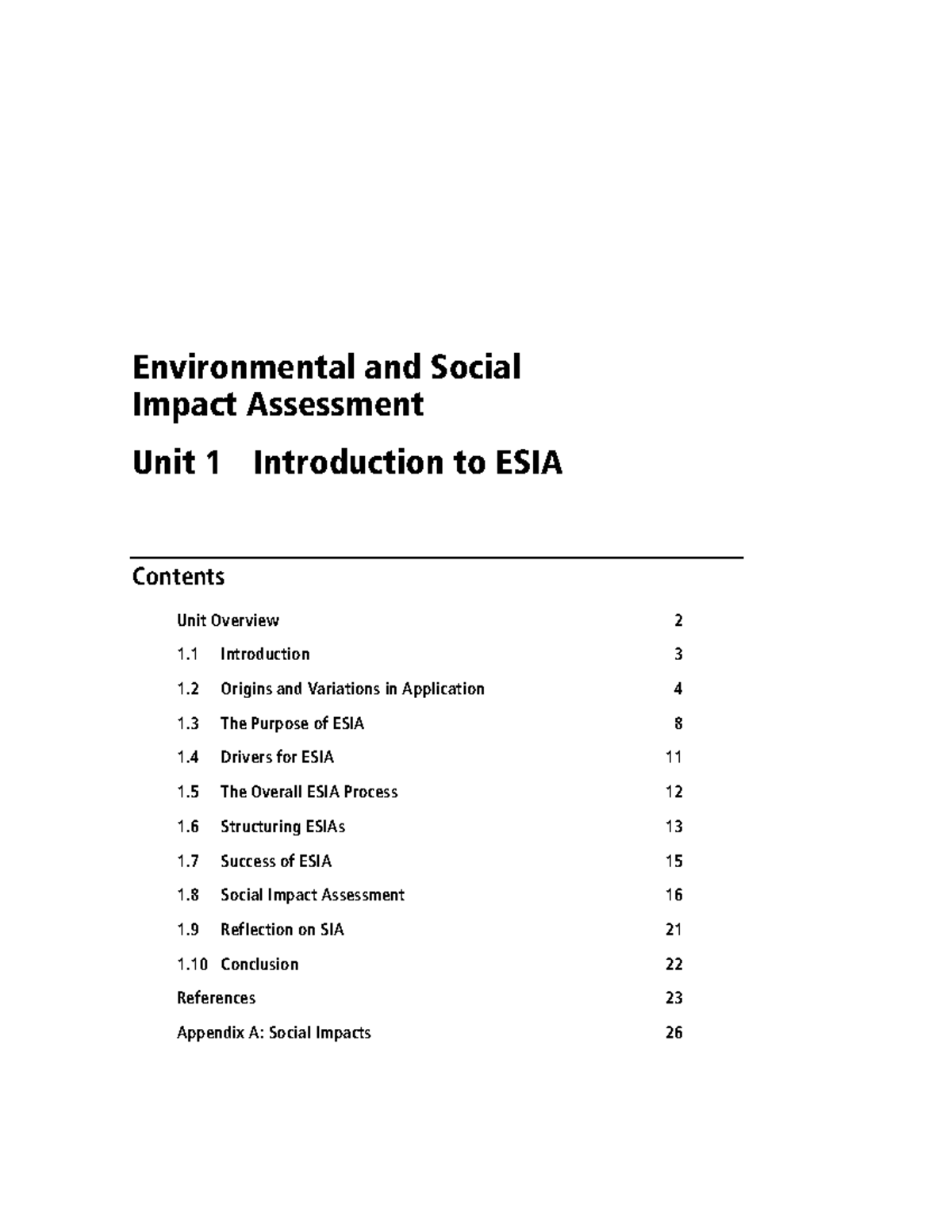 M469 Unit 1: Introduction to Environmental and Social Impact Assessment ...