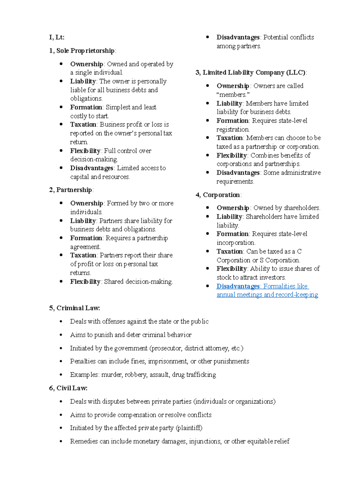 Final Exam: Business Law Overview and Key Concepts - Studocu