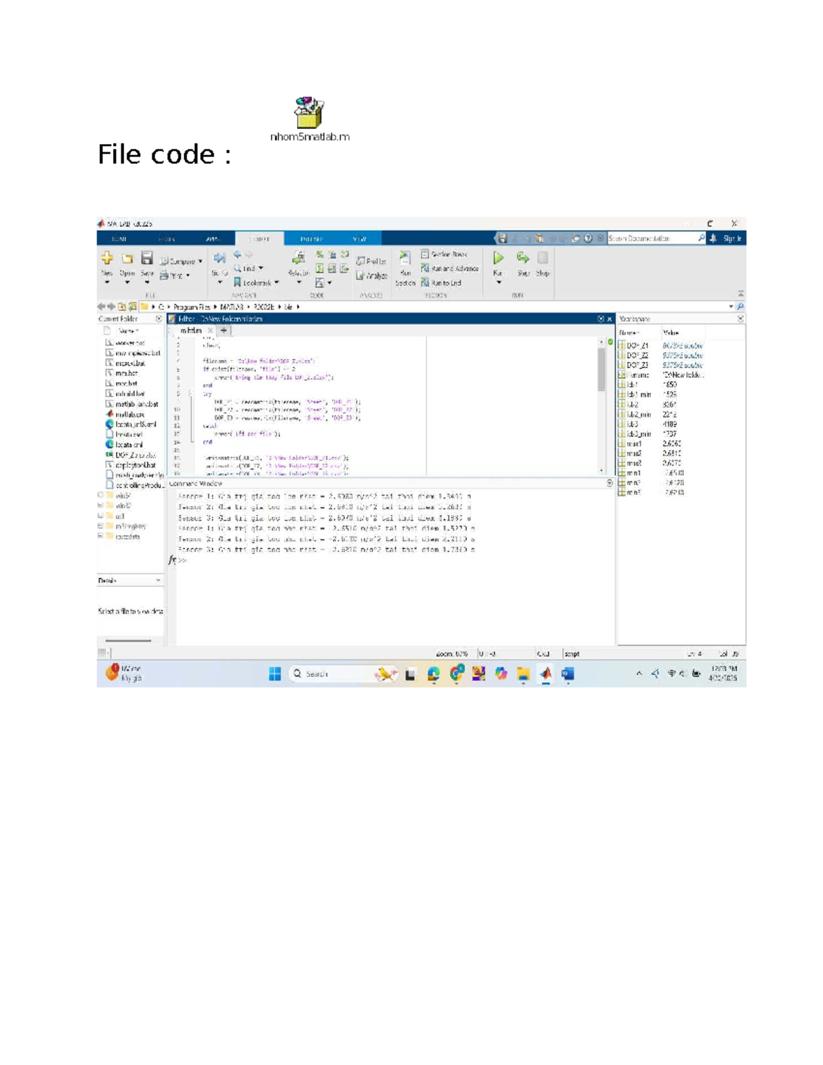 MATLAB R2022b Code Analysis and Sensor Data Processing - Studocu