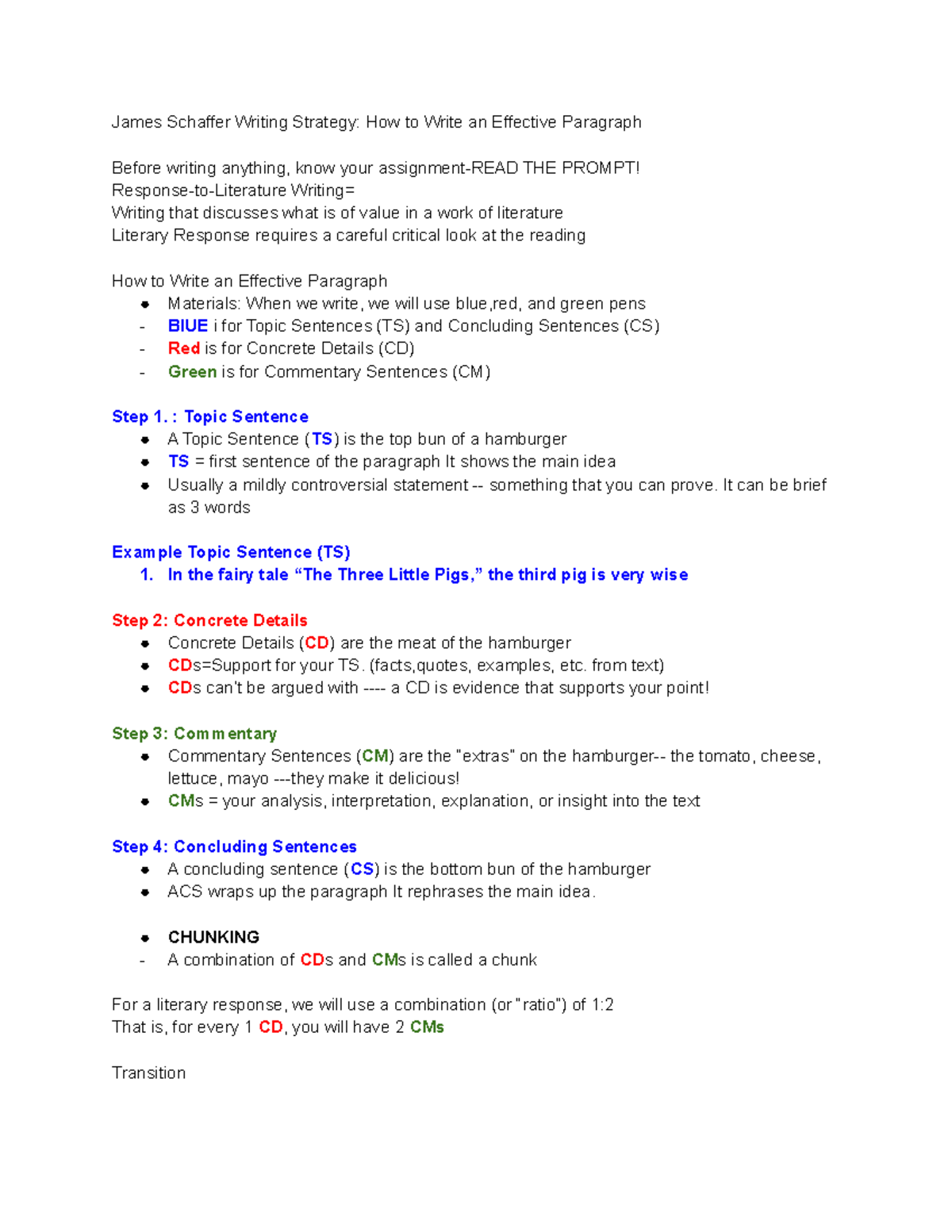 Copy of reading activities notes - James Schaffer Writing Strategy: How ...