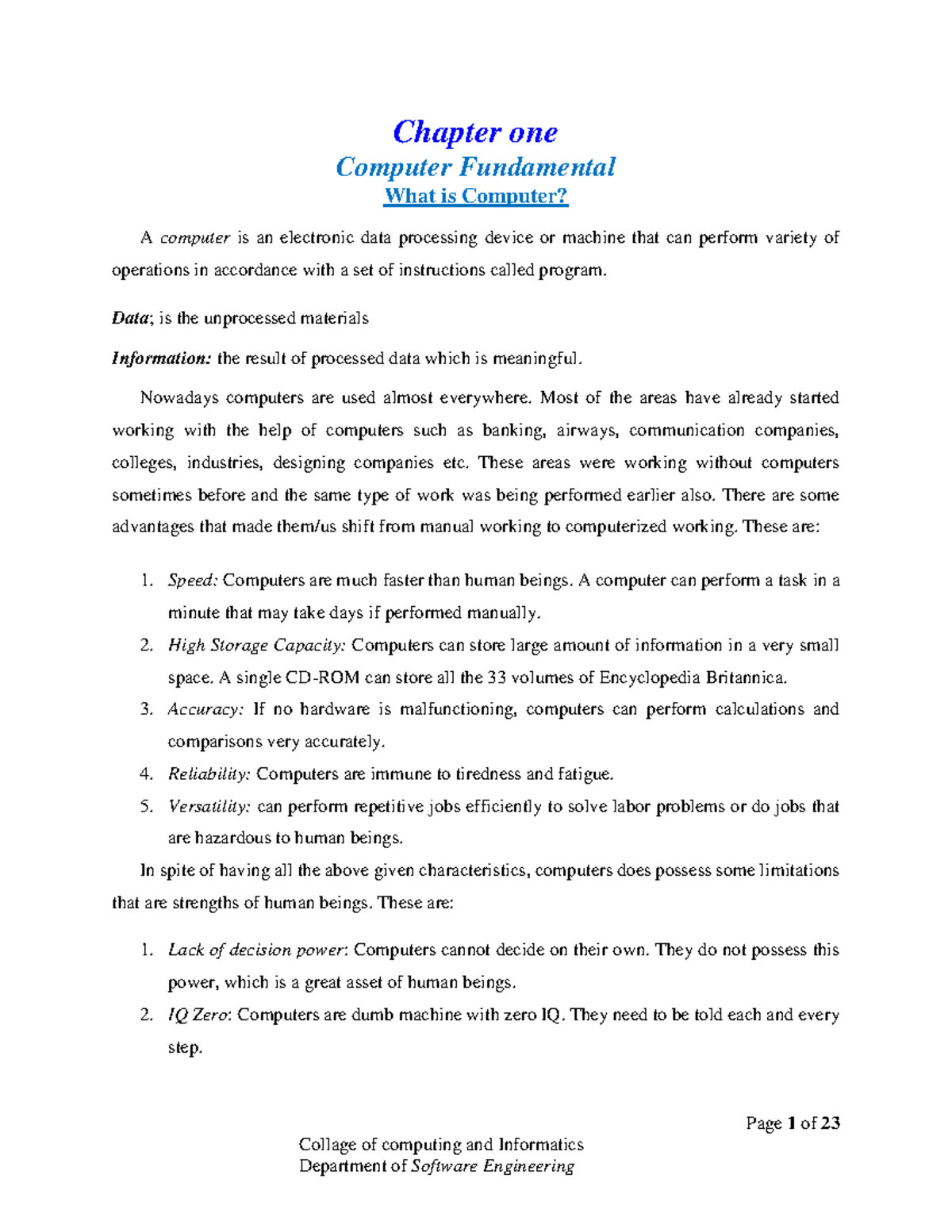 Chapter 1 - Computer Fundamentals: Understanding Computers and Their ...