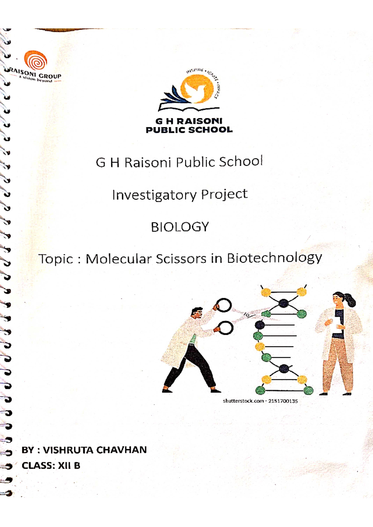 Biology project sample copy (Class 12) - INSPIRE GROUP beyond G H ...