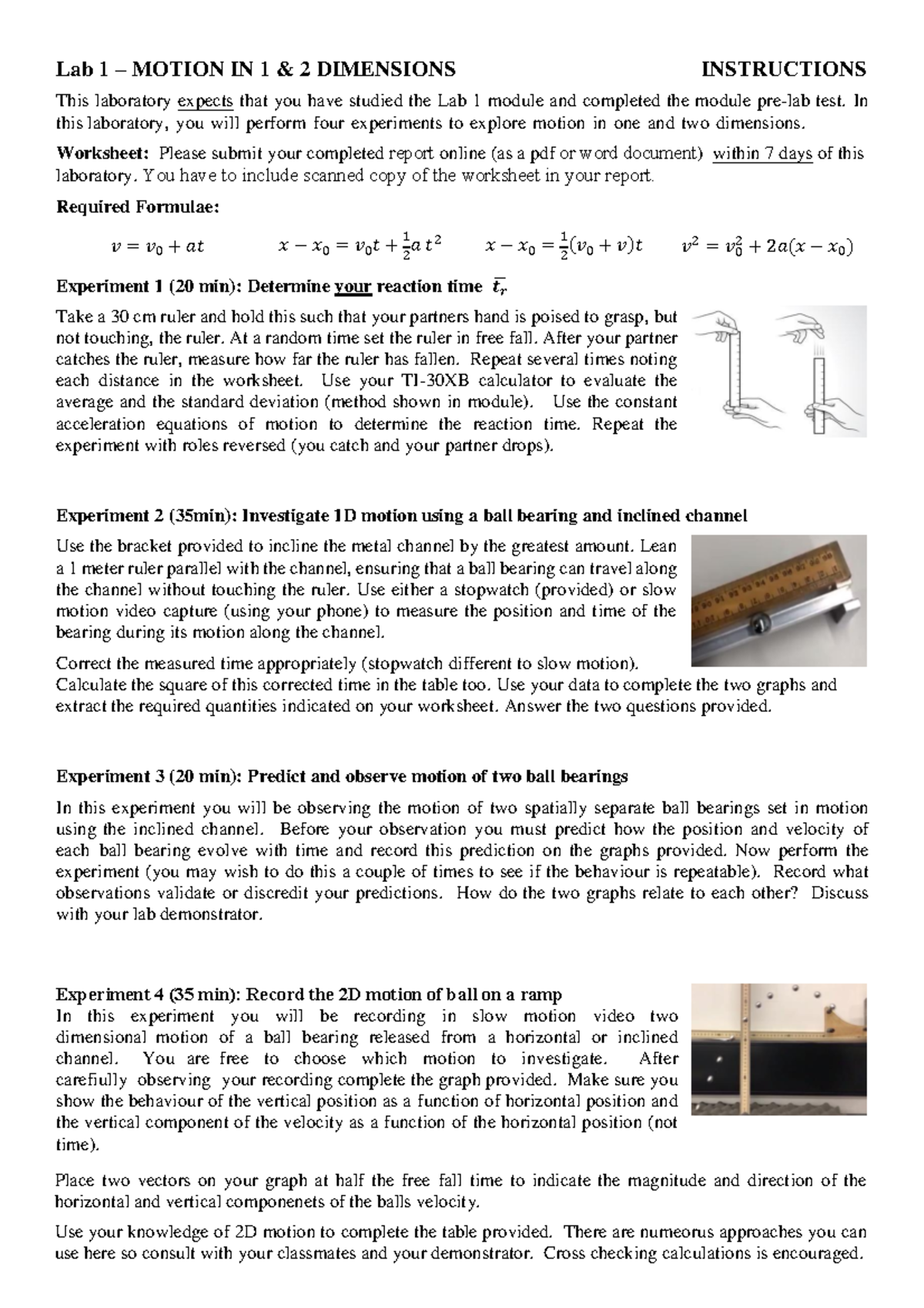 Lab01- Motion IN 1AND 2 Dimensions Instructions - Lab 1 – MOTION IN 1 ...
