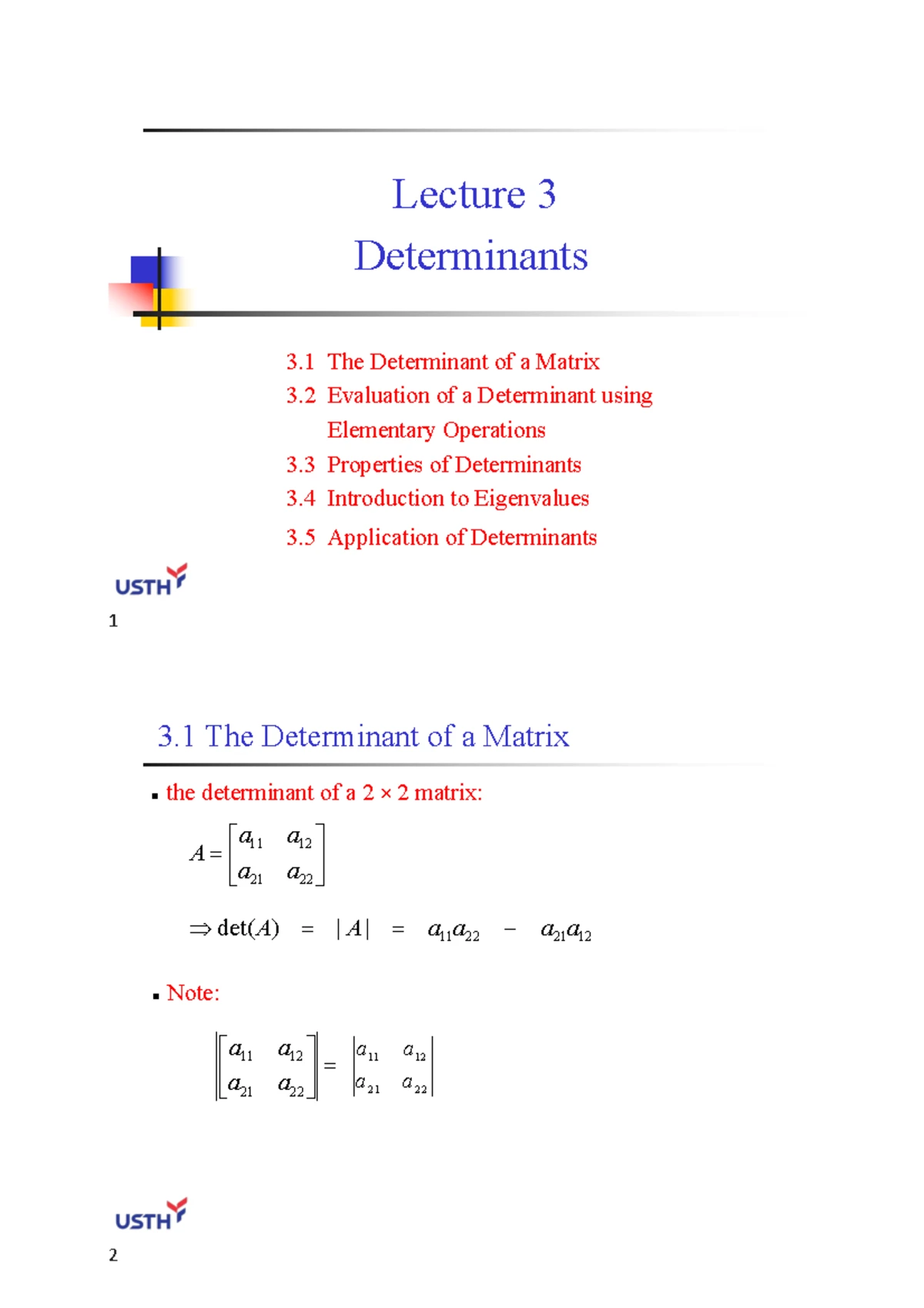 Lecture 2 - Advanced Matrix Operations and Their Properties - Studocu