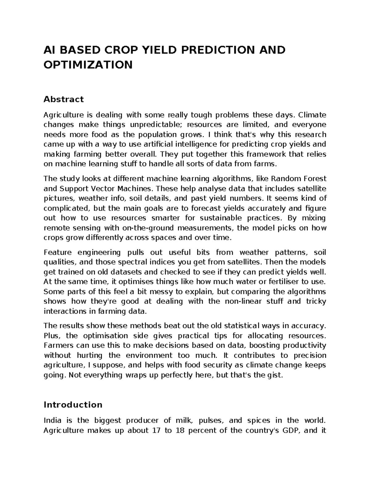 AI-Based Crop Yield Prediction & Optimization: A Machine Learning ...