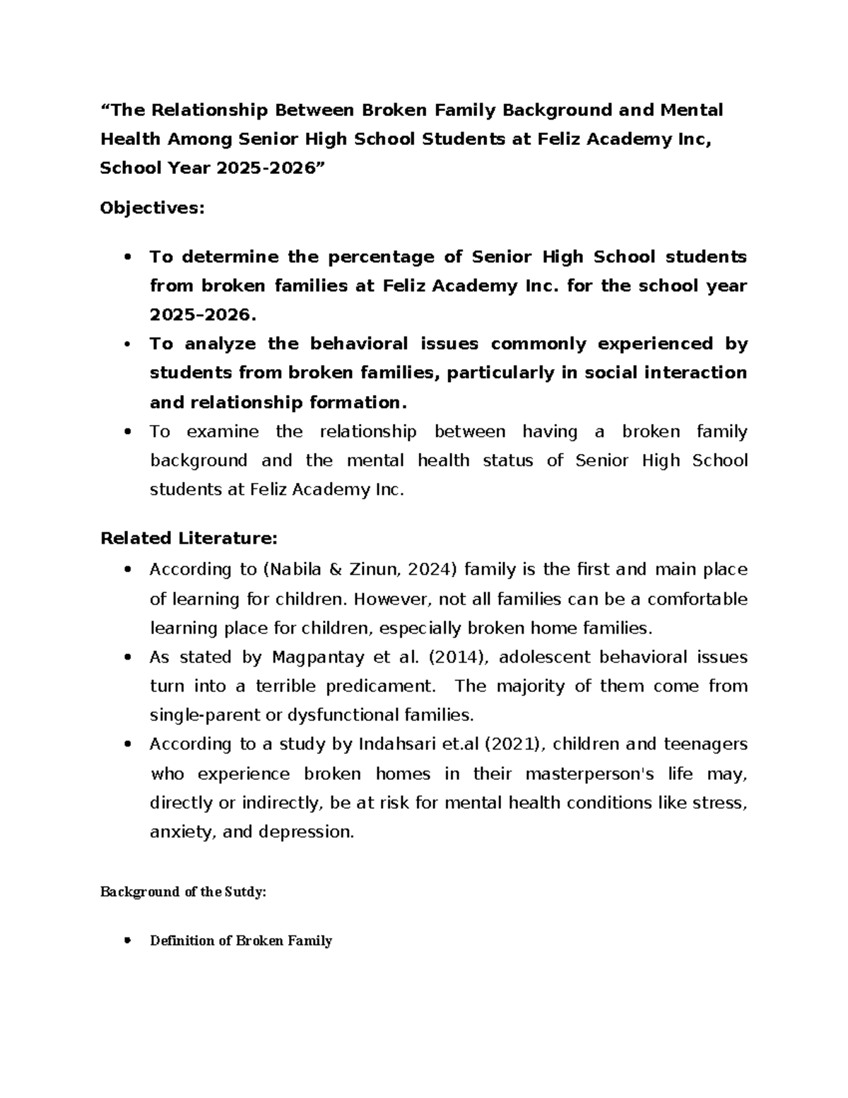 The Impact of Broken Family Background on Mental Health of SHS Students ...