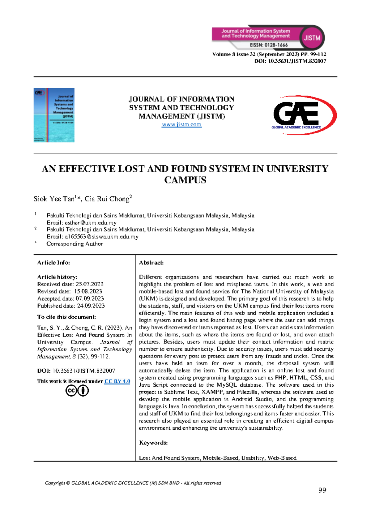 An Effective Lost and Found System for UKM Campus: Research Insights ...