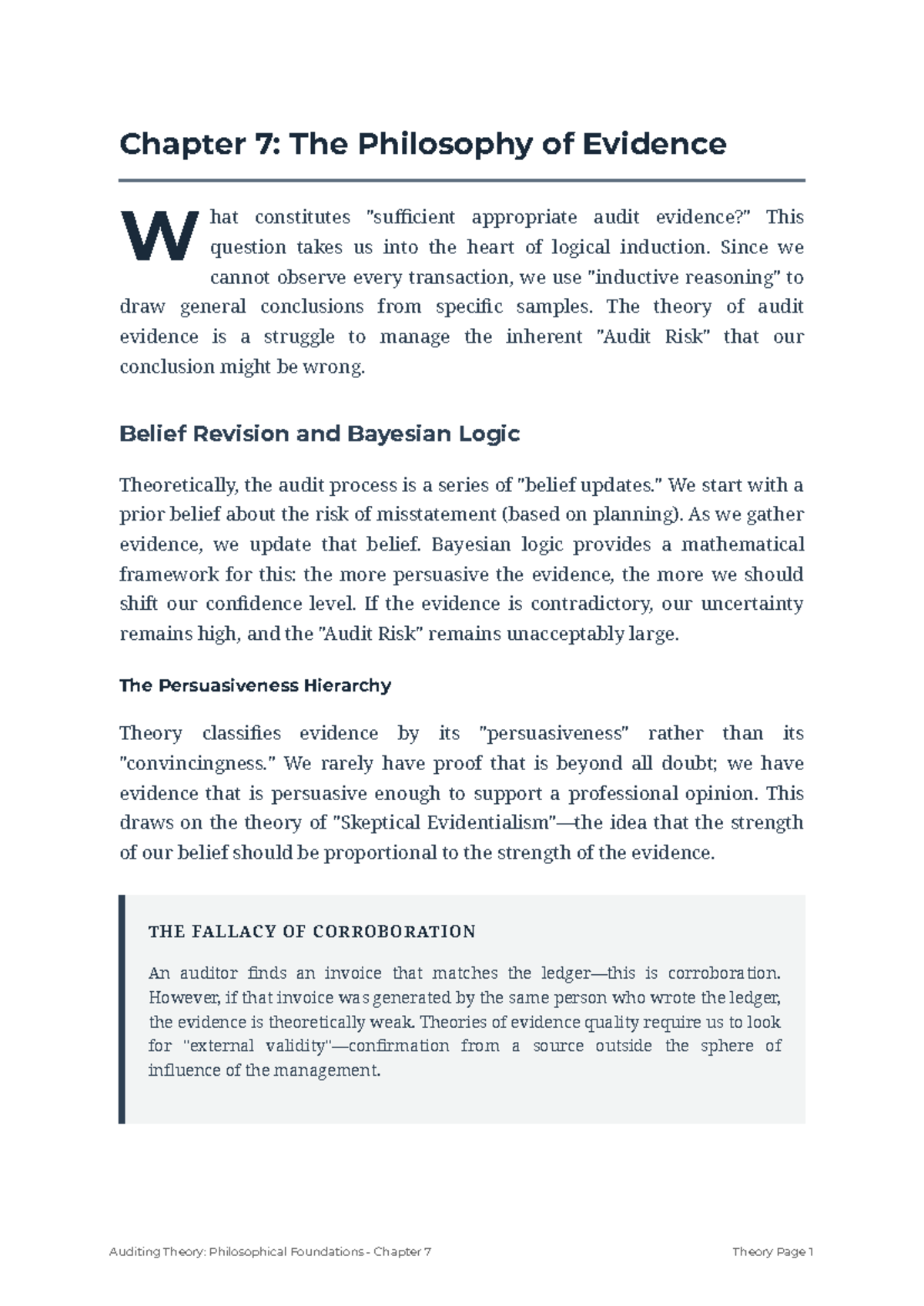 Chapter 7: The Philosophy of Evidence in Auditing (UA G5Kwxh2Brdxwx ...