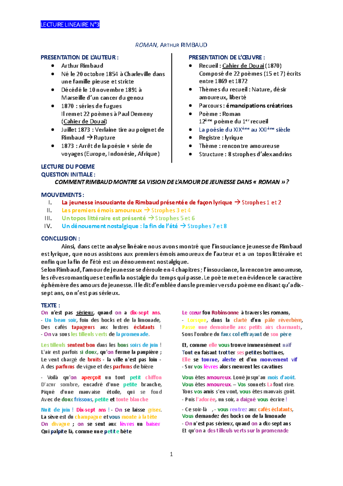 Lecture Linéaire : Analyse de 