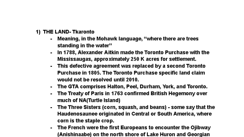 GEO793 Notes - All current key points and hints - THE LAND- Tkaronto ...