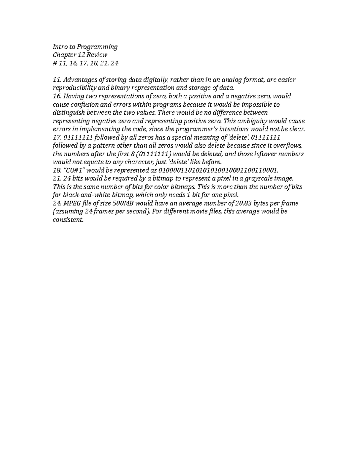 PROGchapter 12review NOV - Intro to Programming Chapter 12 Review 11 ...