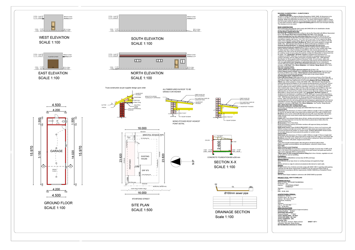 New Dwelling Plans & Elevations - Erf 973, 973 Mtengi St - Studocu