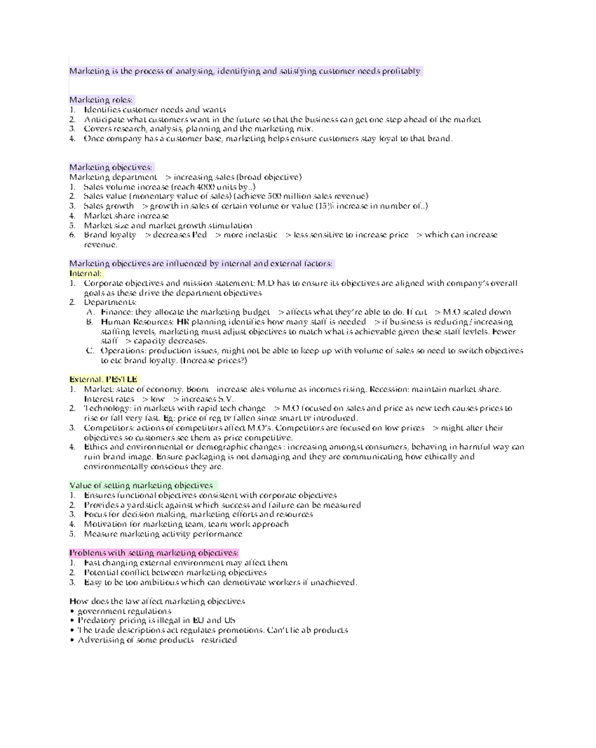 BU3 - A Level Business Studies: Comprehensive Marketing Notes - Studocu