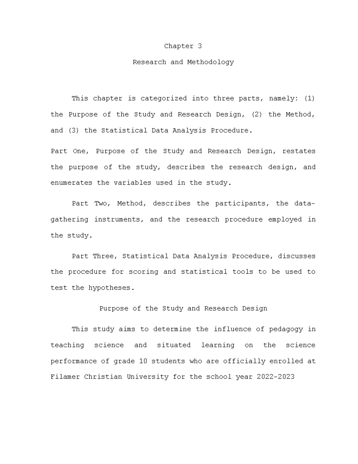 SOP and Chapter 3 1 - research - 30 Chapter 3 Research and Methodology ...