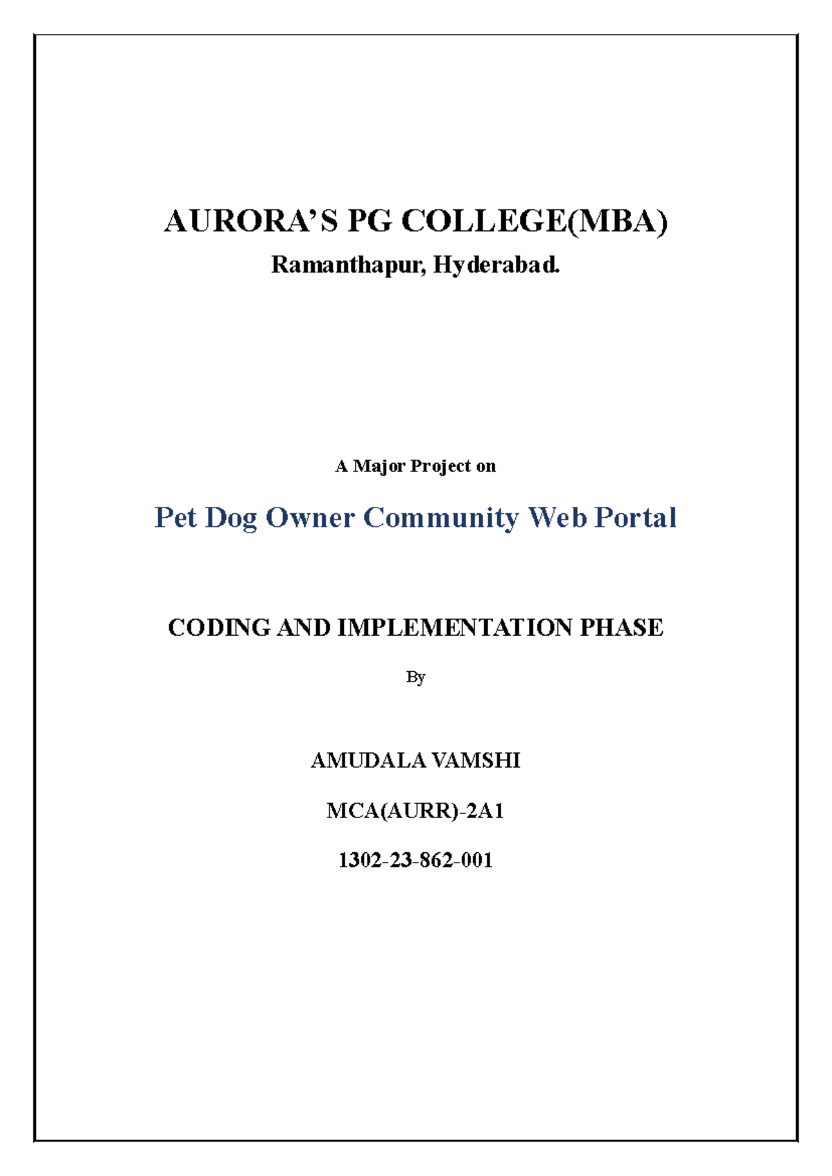 PG COLLEGE(MBA) UML Analysis for Pet Dog Owner Web Portal Project - Studocu