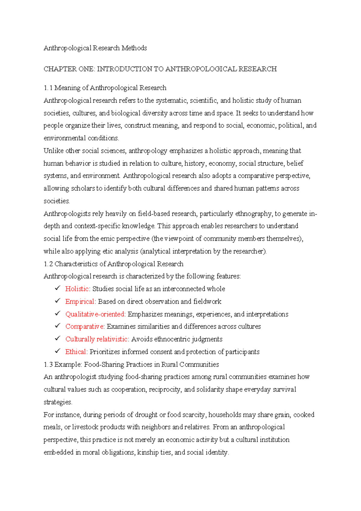 Anthropological Research Methods: Chapter 1 - Introduction to Research ...