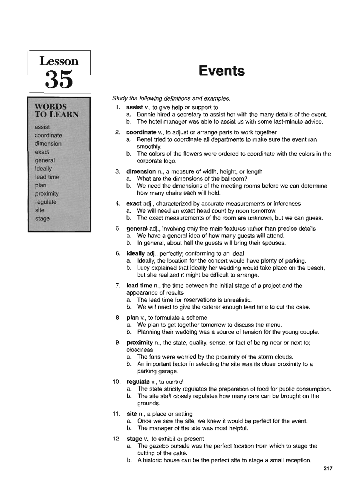 L35: Lesson on Event Planning Vocabulary and Concepts - Studocu