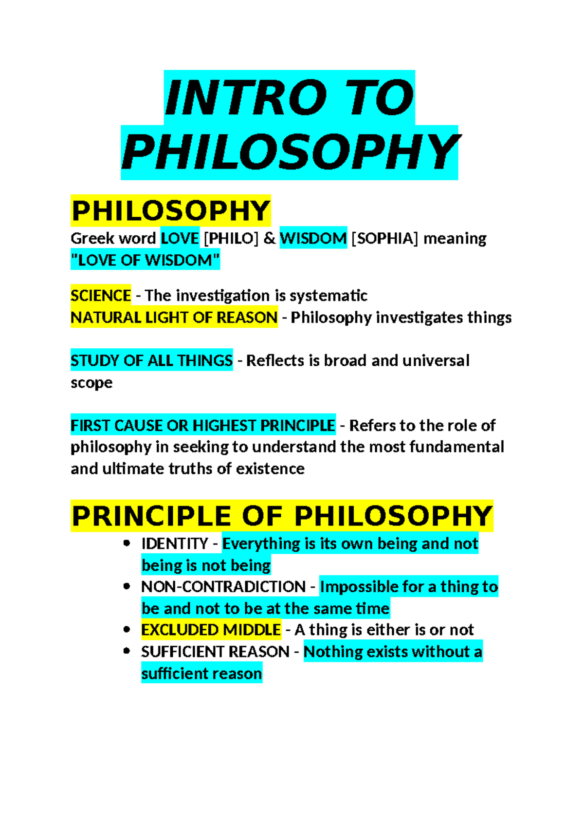 Intro to Philosophy: Key Concepts and Thinkers (PHIL 101) - Studocu
