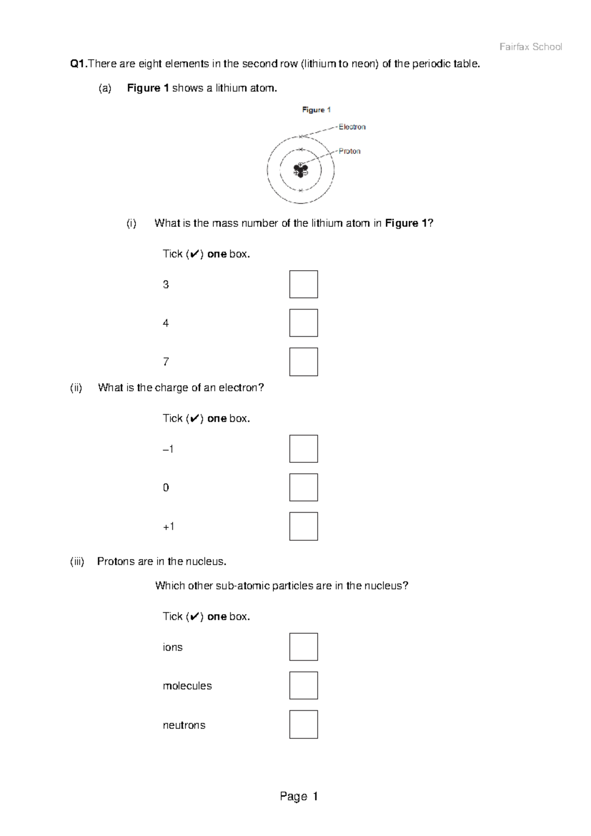 Atom Structure Past Questions - Milestone Assessment Q&A - Studocu