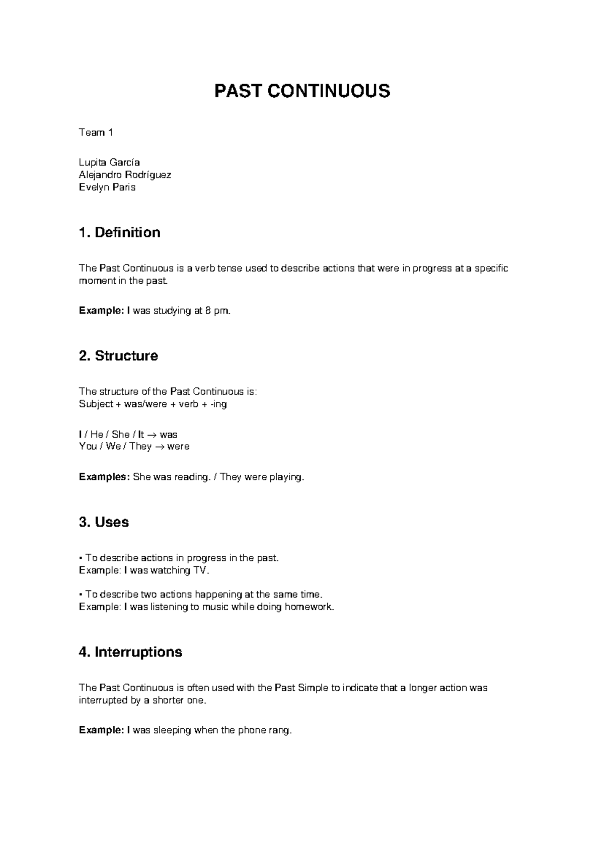 Past Continuous Tense Overview and Examples - Studocu