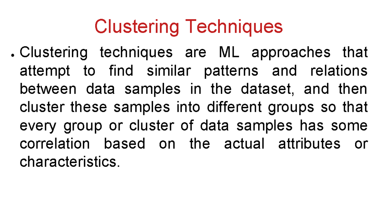 Clustering Techniques in Machine Learning: An Overview and Applications ...