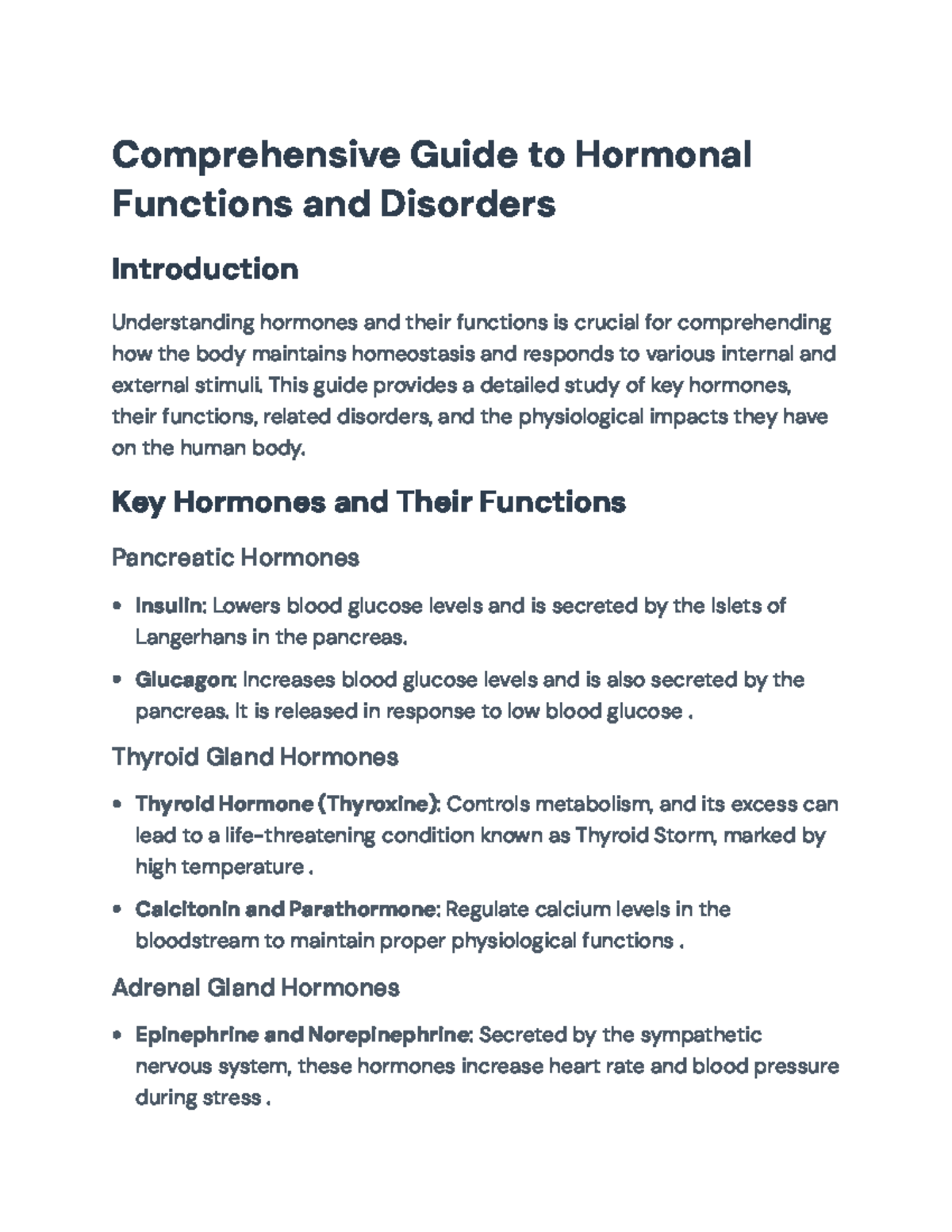 Comprehensive Guide to Hormonal Functions & Disorders: A Study Tool ...