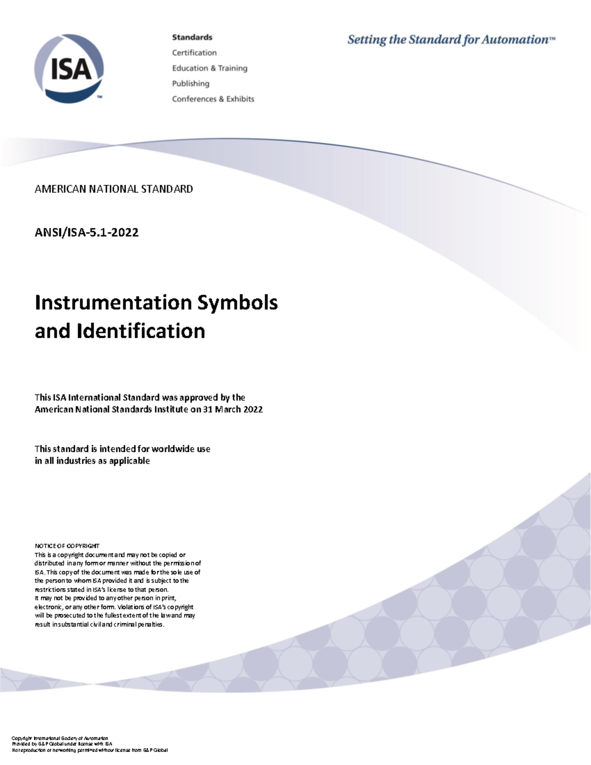 ISA 5.1 - 2022: Standard for Instrumentation Symbols & Identification ...