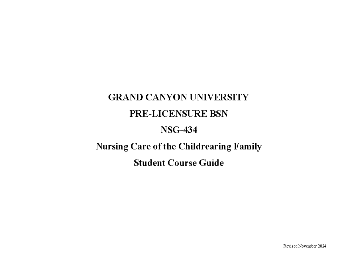 NSG 434 Final Exam Study Guide: Nursing Care of the Childrearing Family ...