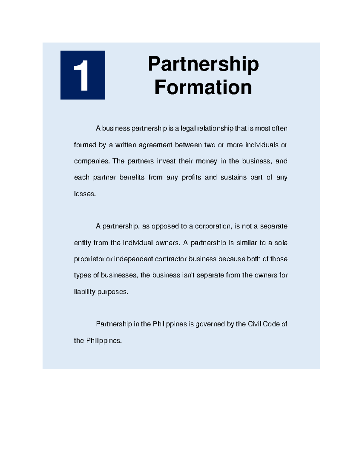 Partnership Formation Overview for BSA 3rd Year Students - Studocu