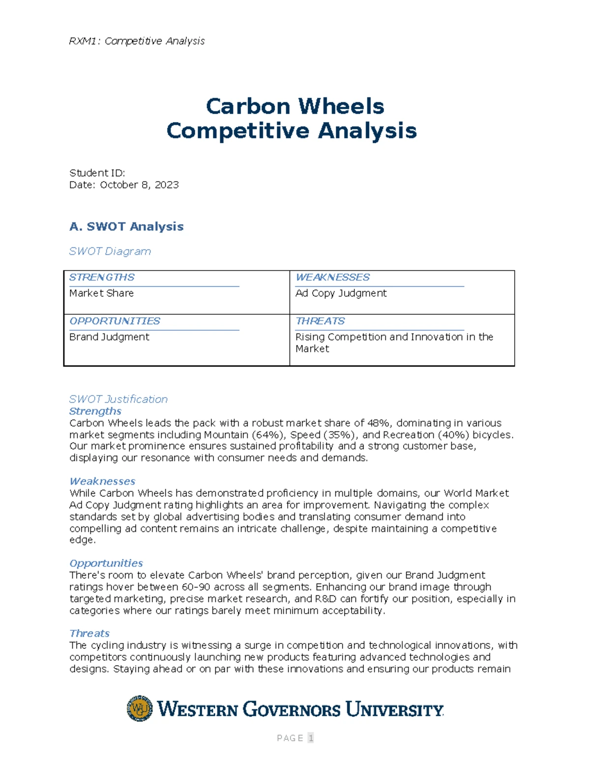 D361 Task 1 - Superior Bike Business Performance Report - Studocu