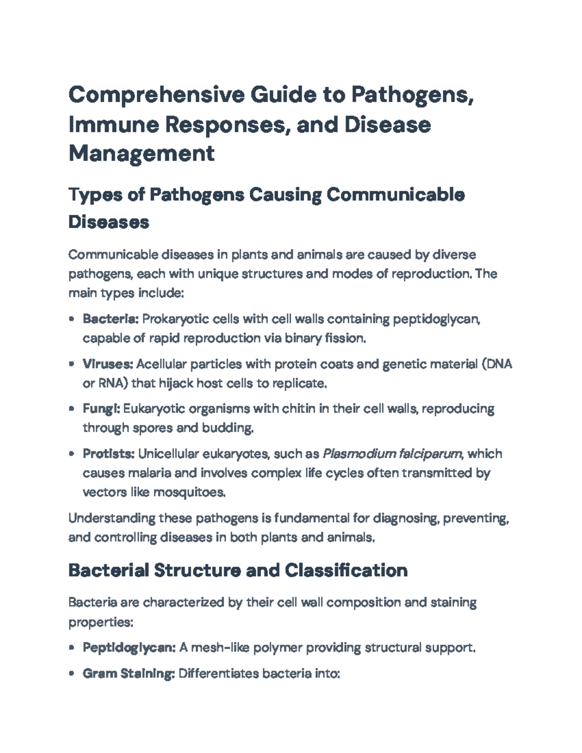 Comprehensive Study of Pathogens, Immune Responses, and Disease ...