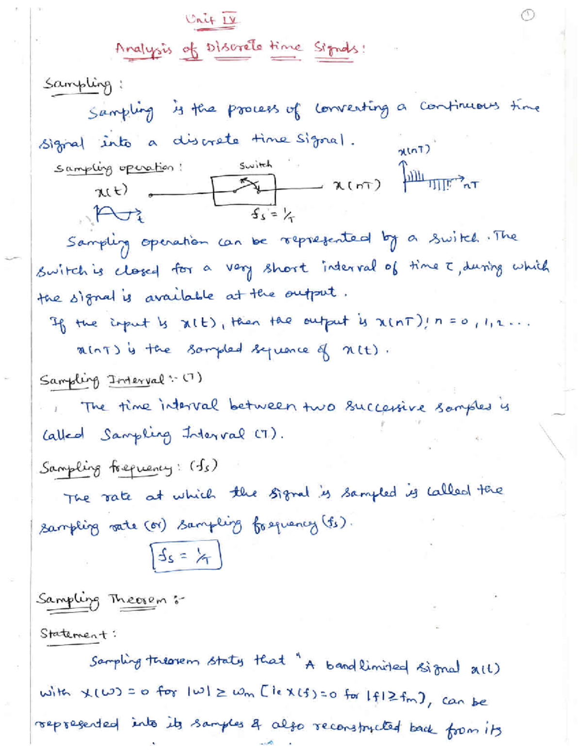 Unit-4 Analysis of discrete time signals - Unit IV 1 Analysis of ...