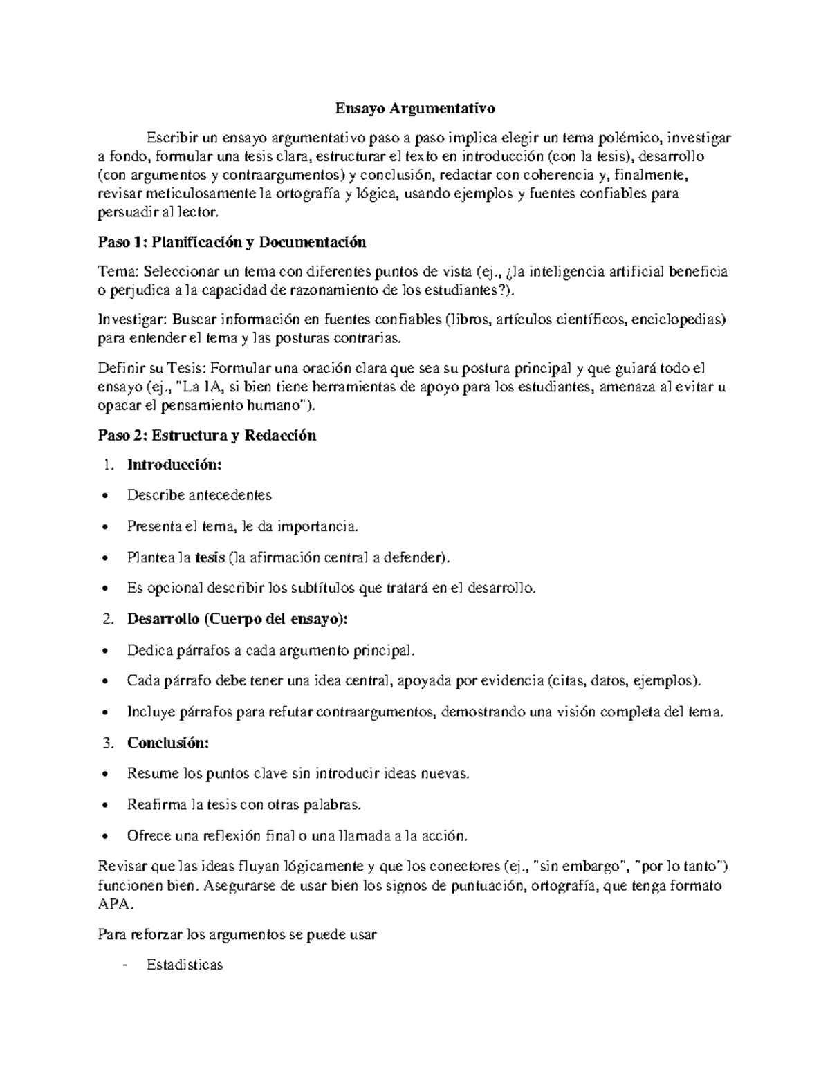 Ensayo Argumentativo: Guía Paso a Paso para Proy. Interdisciplinario ...