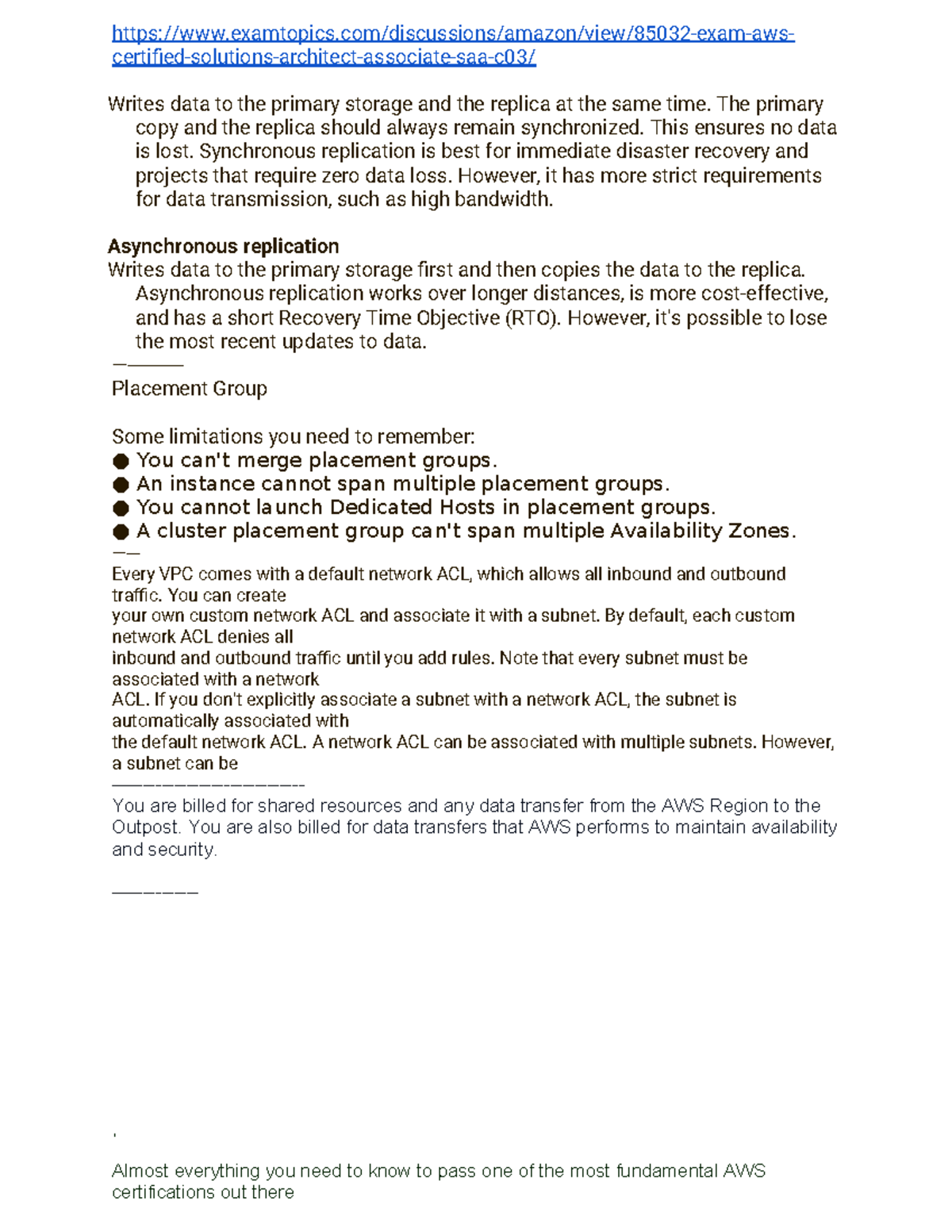 AWS Study Guide: Synchronous & Asynchronous Replication Explained - Studocu