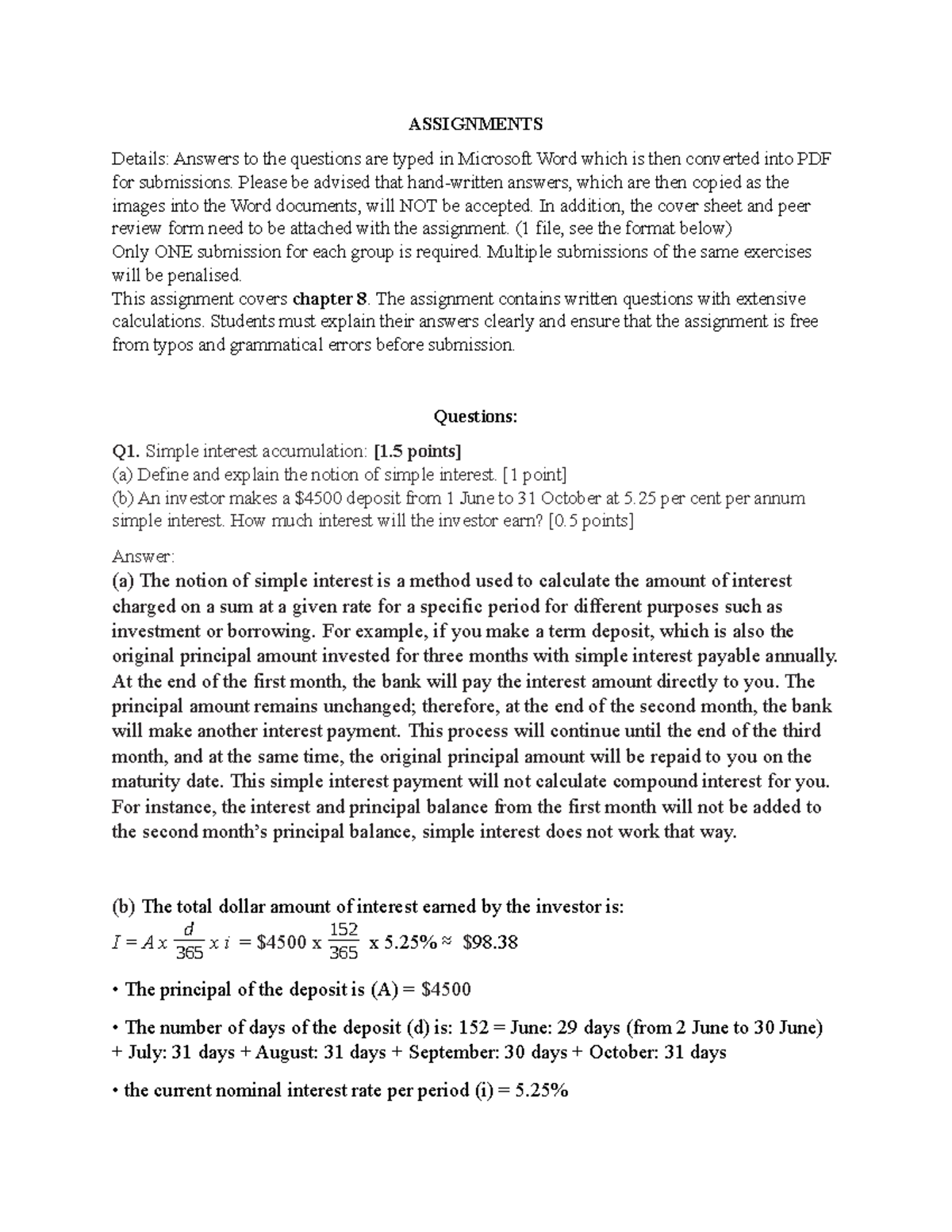 FIM bài tập lms - ASSIGNMENTS Details: Answers to the questions are ...