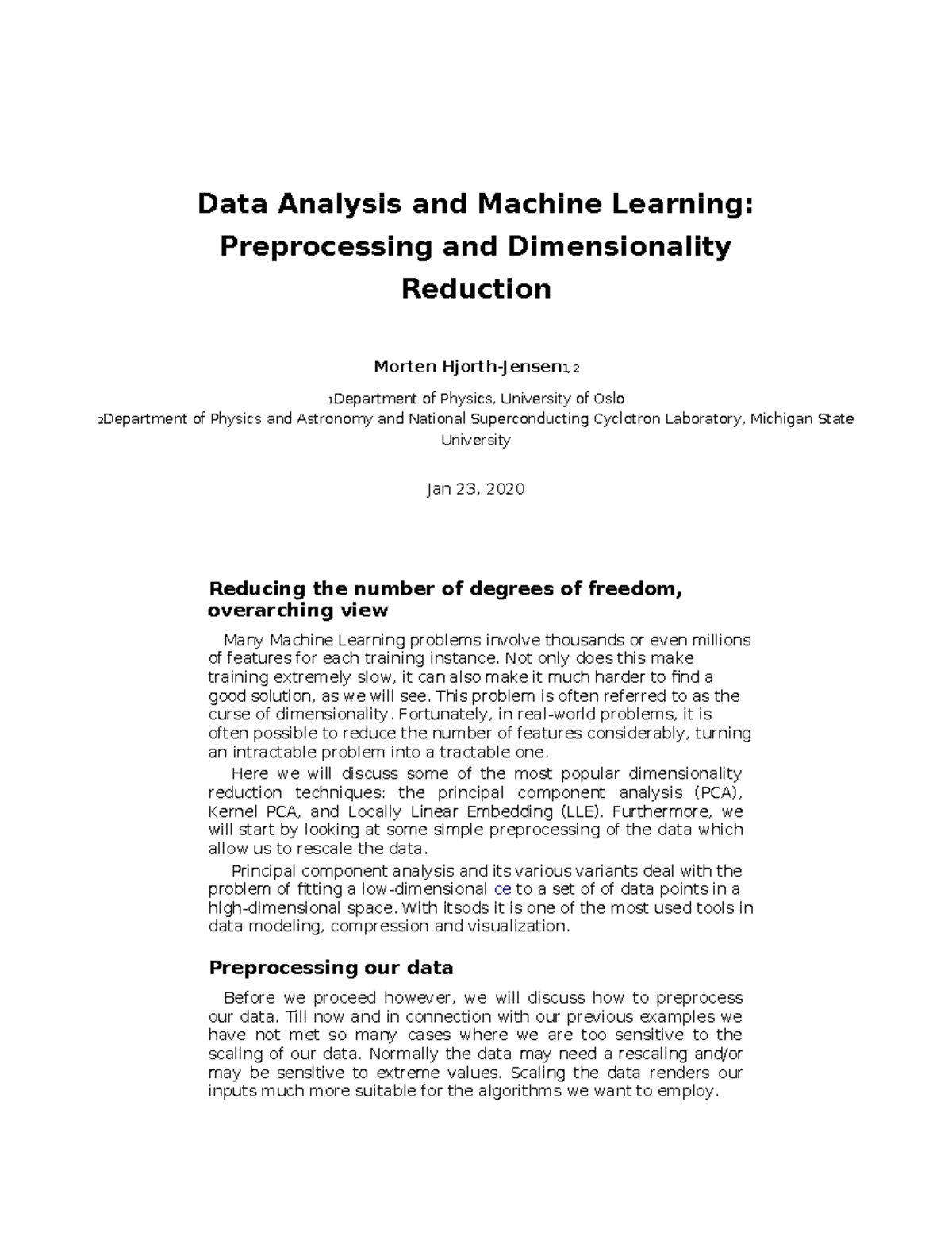 Data Analysis in ML: Dimensionality Reduction & PCA Techniques - Studocu