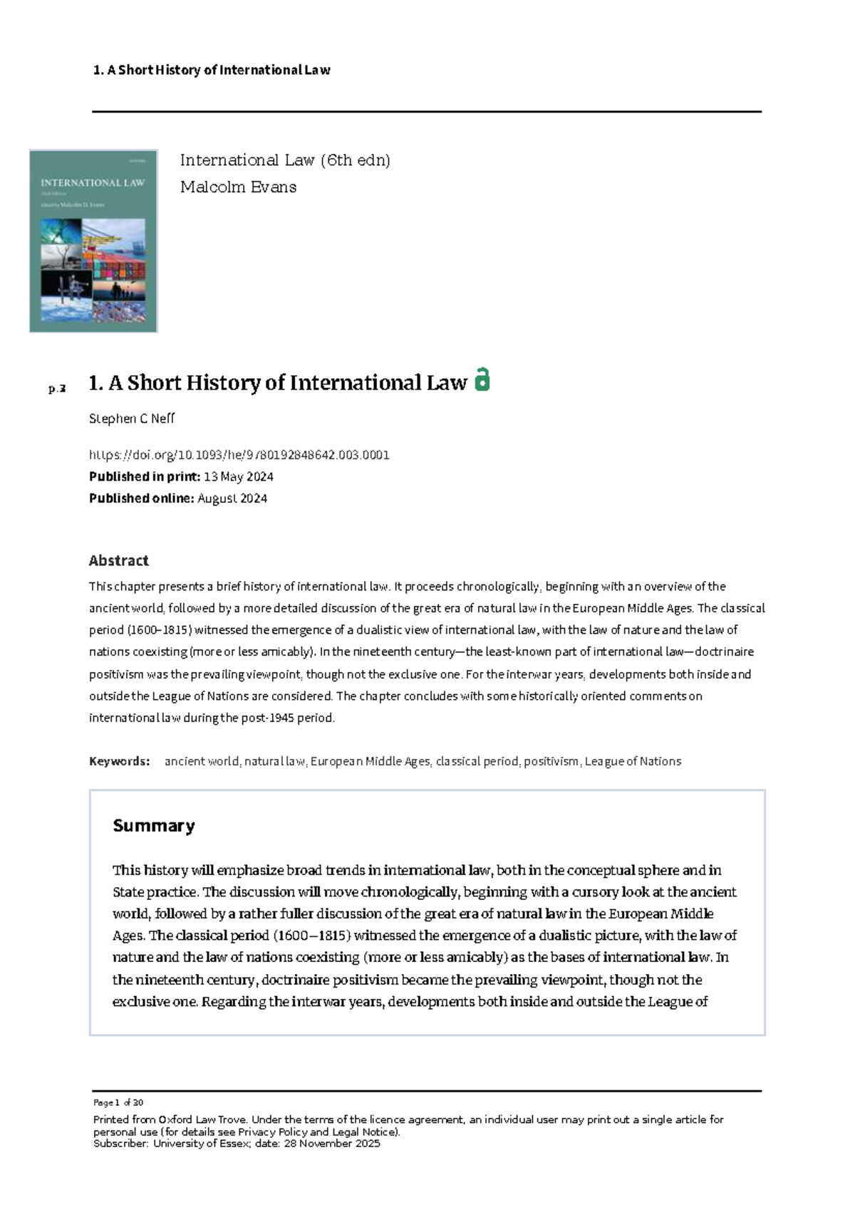 A Short History of International Law (PIL 101) - Key Insights and ...