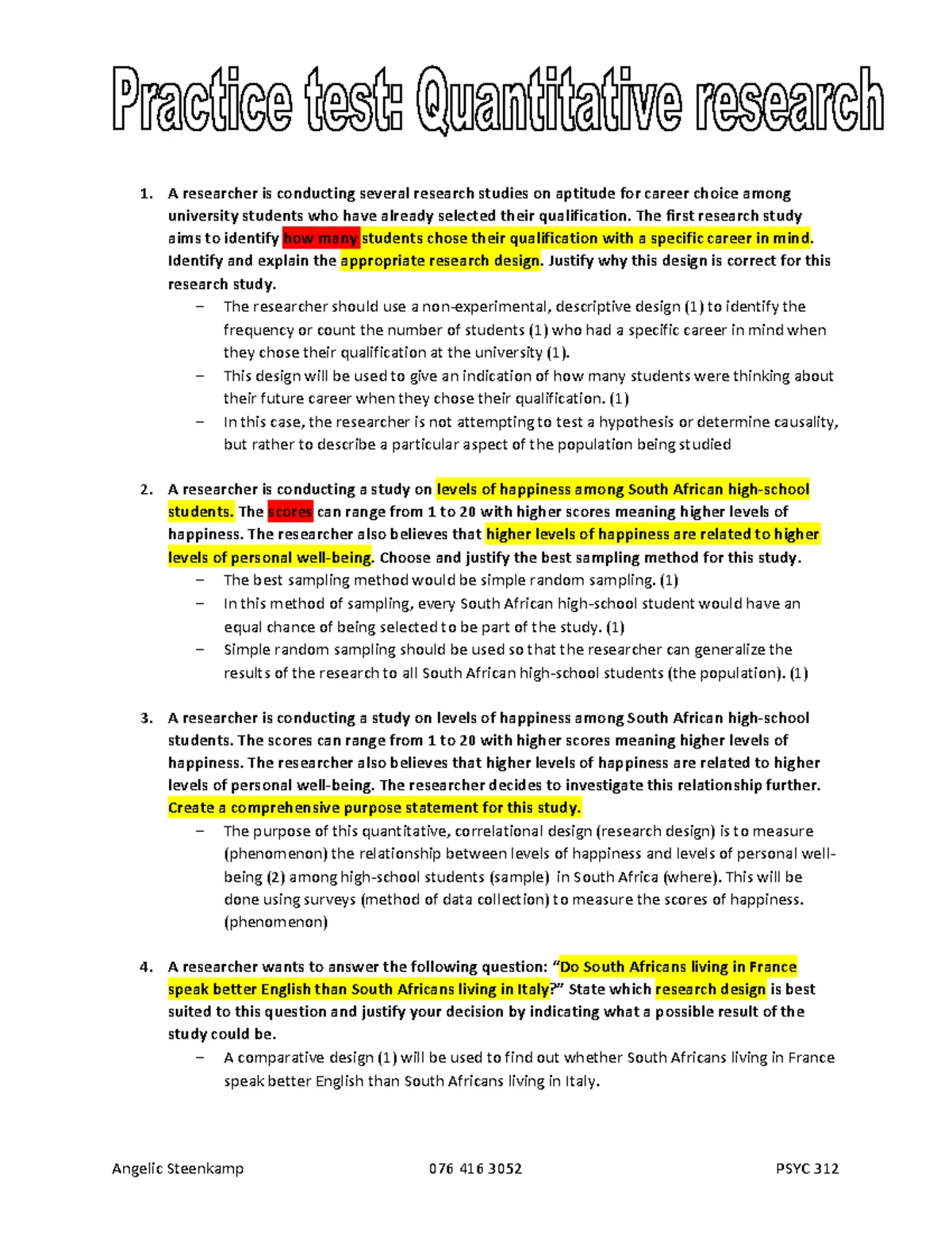 Psyc312 Final Exam Past Papers - Psychometry and Research Methods - Studocu