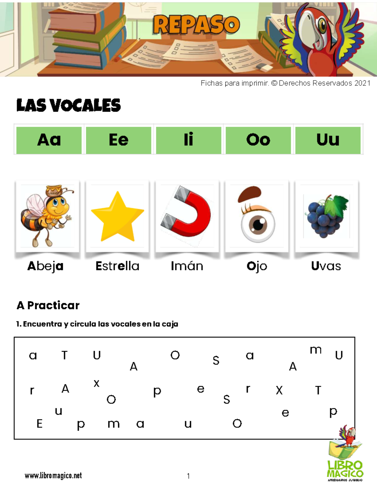 Fichas para Imprimir: Las Vocales - Actividades y Ejercicios - Studocu