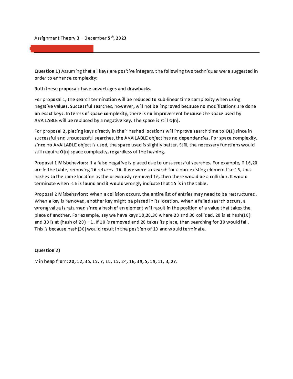 COMP352 a3 Theory - Assignment Theory 3 – December 5th, 2023 Darren ...