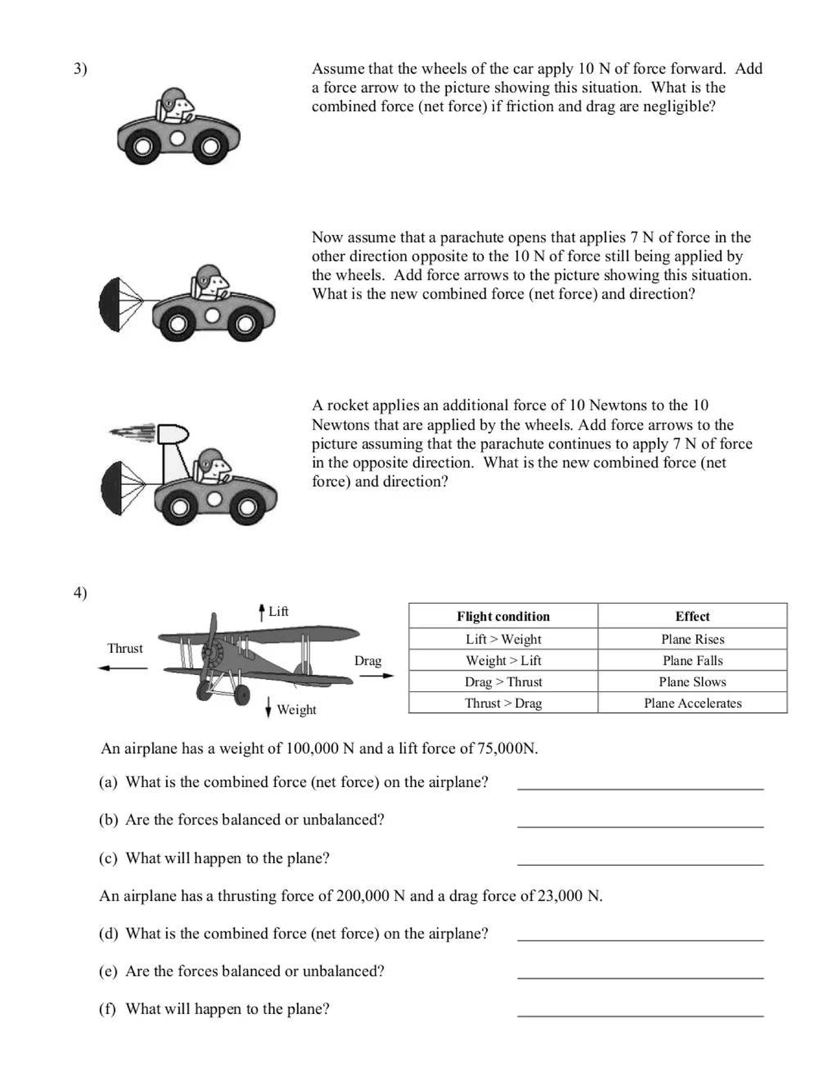 Image 12 for Balanced And Unbalanced Forces Worksheet
