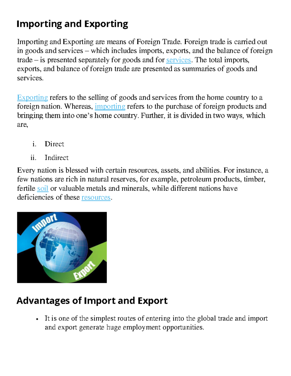 Importing and Exporting advantages - Importing and Exporting Importing ...
