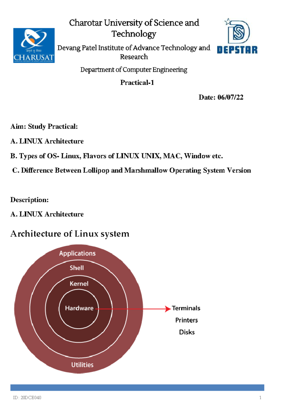 20DCE040 - Operating Systems Practical: Linux and Unix Architecture ...