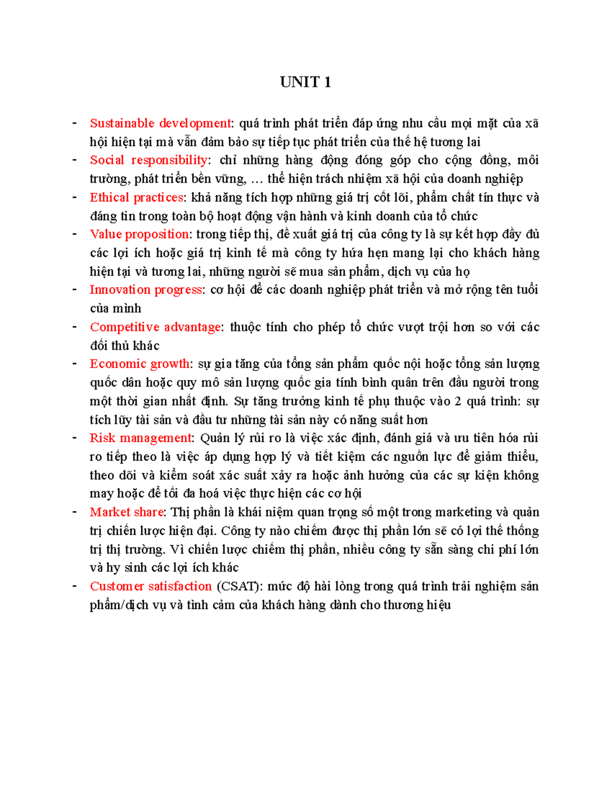 Vocab COB1 - UNIT 1 & 6: Sustainable Development & Product Strategies ...
